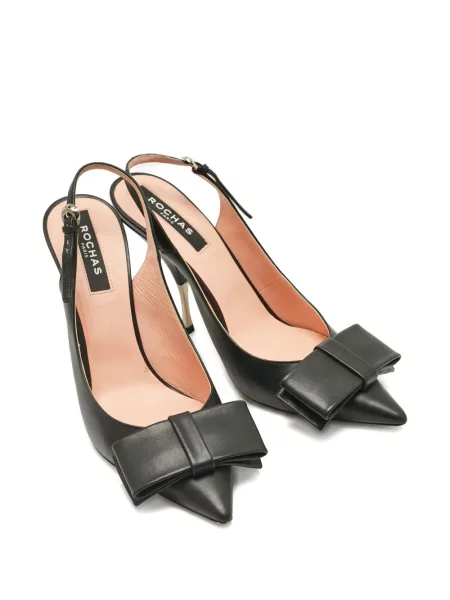 Pantofi cu toc Rochas cu funde din piele slingback negru