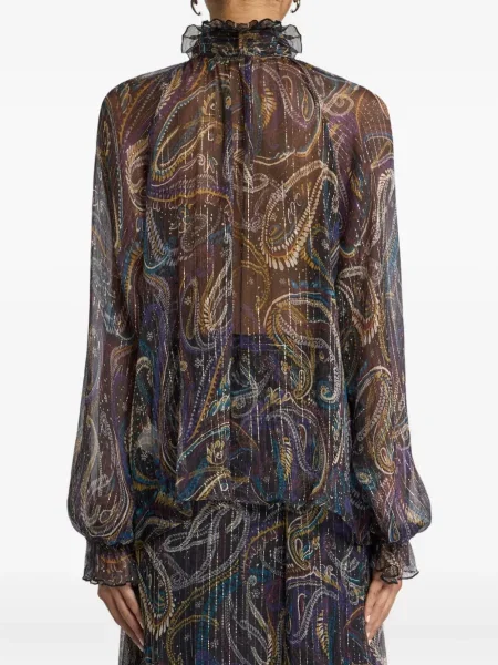 Bluză Etro de mătase cu model paisley violet
