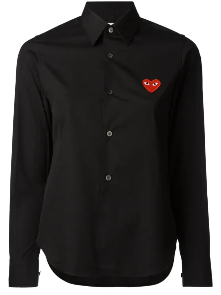 Cămașă Comme Des Garcons Play cu broderie cu motiv cu inimi negru