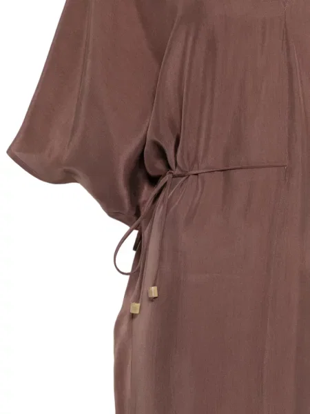 Rochie maxi Alysi cu decolteu în V cu cordon maro