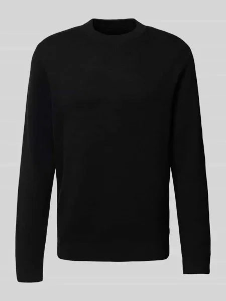 Sweter z dzianiny o kroju regular fit z czystej bawełny model MILANO' Jack & Jones Premium czarny