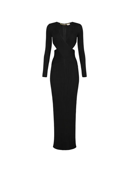 Rochie maxi Elisabetta Franchi cu decolteu în V negru