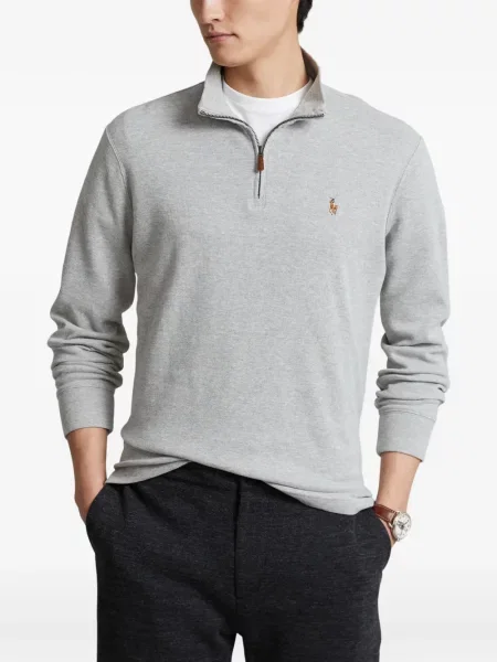 Tricou polo Polo Ralph Lauren cu autograf cu 5 buzunare în carouri gri