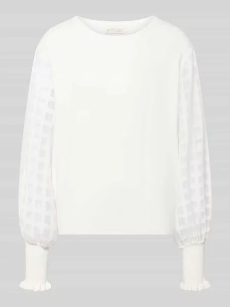 Sweter z dzianiny z Mieszanka z Okrągły dekolt Apricot biały