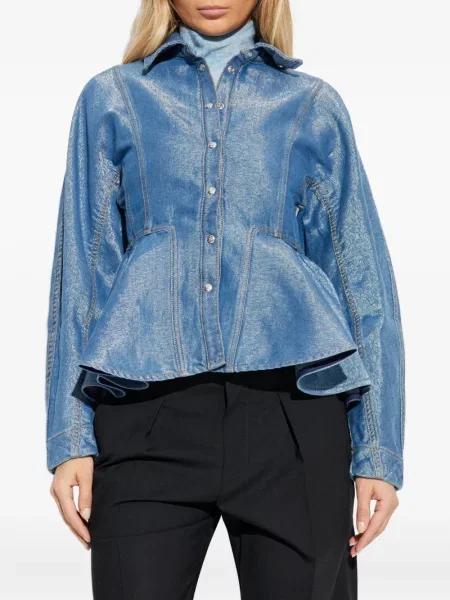 Cu peplum geacă de blugi Ganni albastru