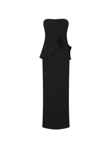 Lung rochie maxi Rotate Birger Christensen cu model floral fără bretele negru