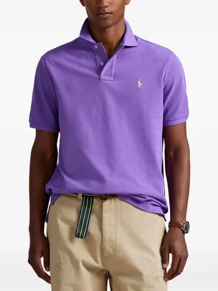Kratak samt polo majica Polo Ralph Lauren s vezom crna