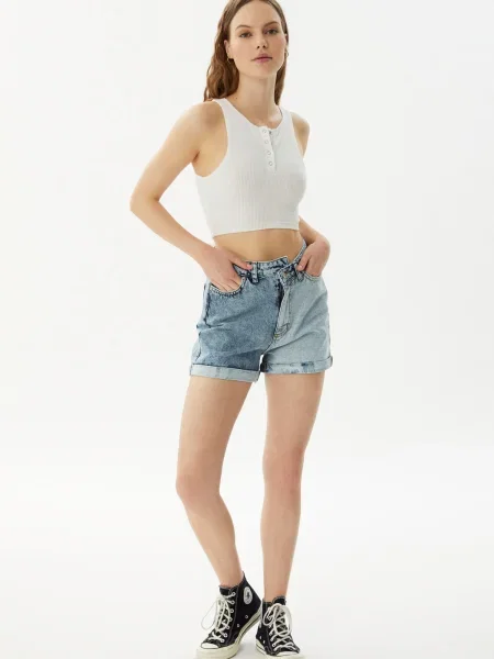 Szorty jeansowe Trendyol asymetryczne szare