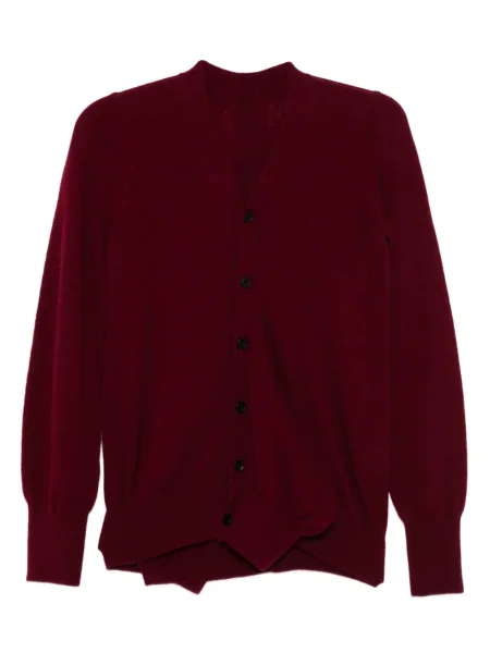 Cardigan Yohji Yamamoto cu decolteu în V cu mâneci lungi lung roșu