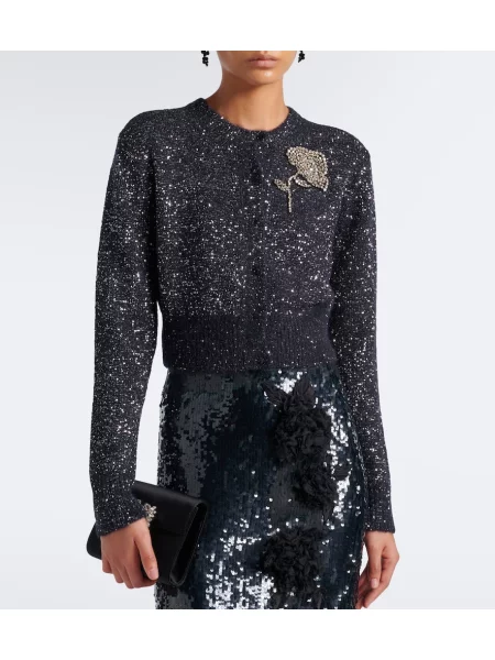 Decupat cardigan Erdem din lână alpaca negru