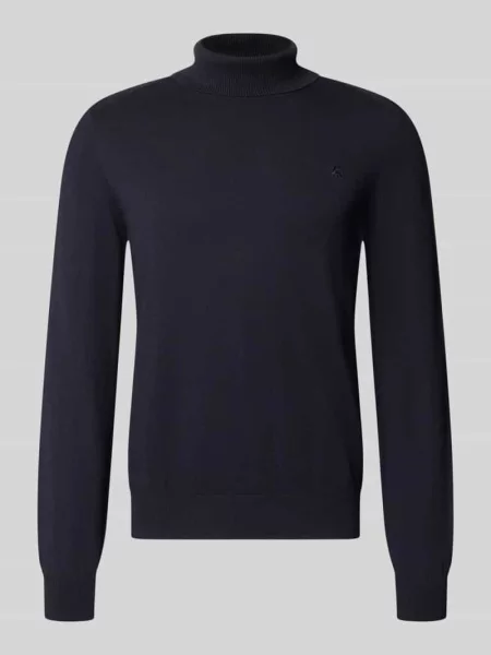 Sweter z dzianiny o kroju regular fit z golfem Lerros granatowy