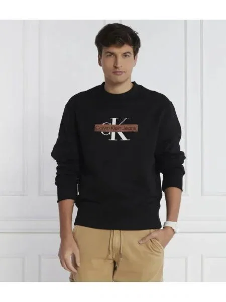 CALVIN KLEIN JEANS Hanorac MONOLOGO STENCIL negru