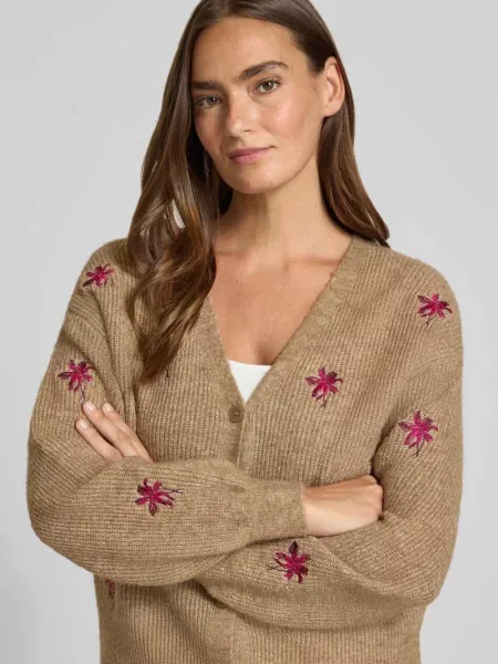 Kurtka z dzianiny z wyhaftowanymi detalami model ‘FLEUR’ Y.a.s