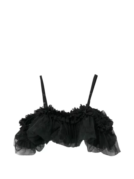 Top Noir Kei Ninomiya cu volane negru