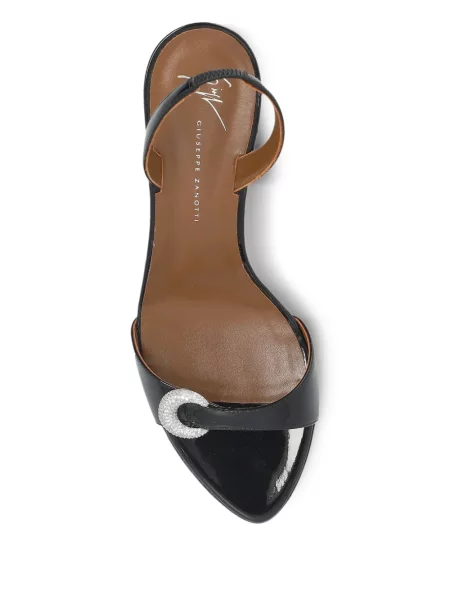 Křišťálové sandály Giuseppe Zanotti s otevřenou patou černé