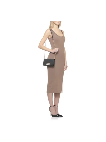 Torebka skórzana Elisabetta Franchi skórzana czarna