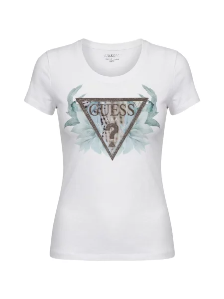 Kvetinové tričko Guess biela