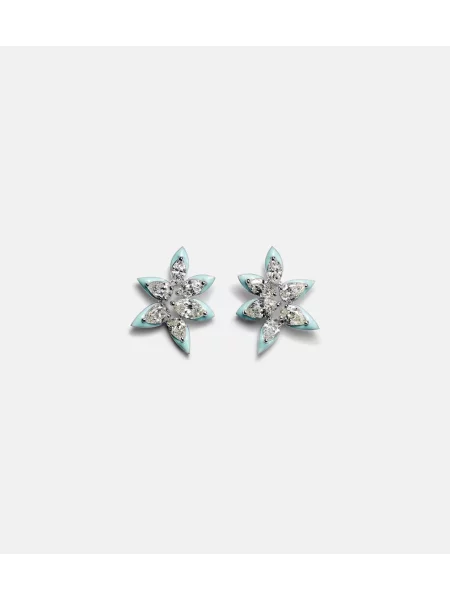 Asimetrične uhani Kamyen s cvetličnim vzorcem bela