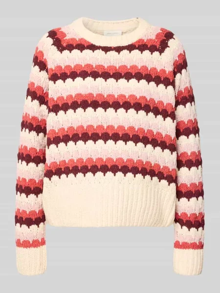 Sweter z dzianiny z okrągłym dekoltem model ‘NEZZY’ Free/quent czerwony