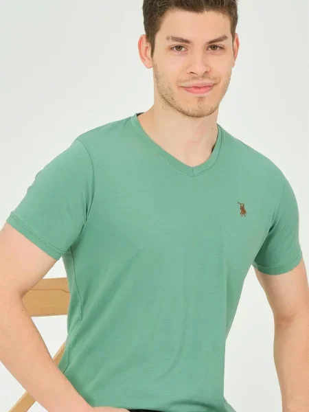 Tricou Dewberry cu decolteu în V verde
