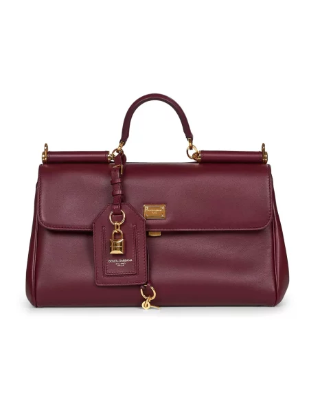 Torebka skórzana Dolce And Gabbana skórzana czerwona