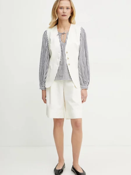 Блузка з домішкою льону Marella ADDA візерунок синій