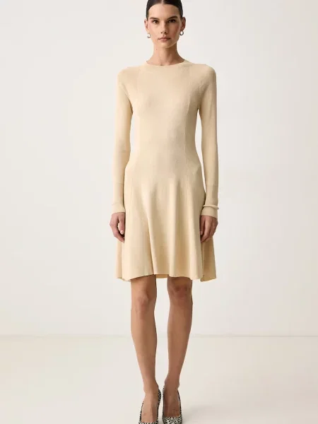 Armani Exchange rochie cu vâscoză bej