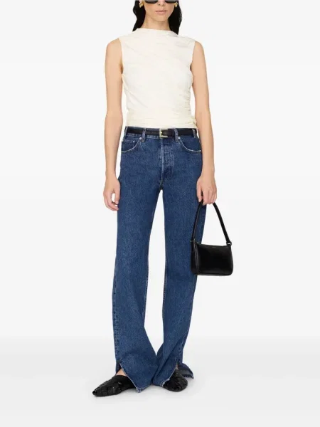 Top Anine Bing drapat alb