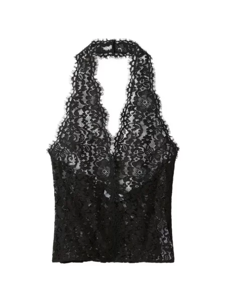 Top Stella Mccartney din dantelă cu gât halter negru