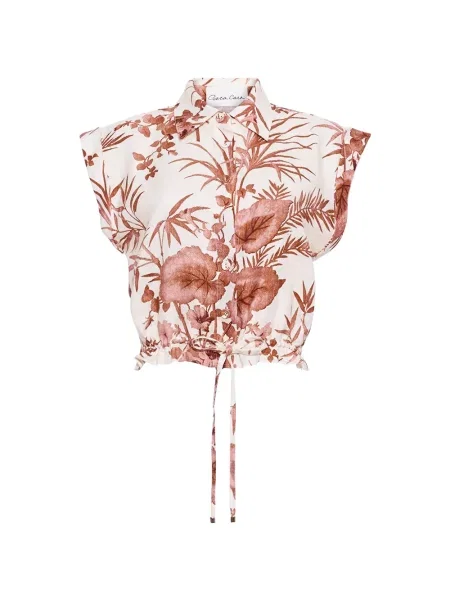 Top Cara Cara de in cu model floral cu imagine alb