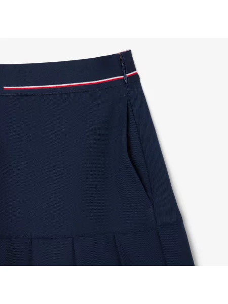 Lacoste Krótka Plisowana Spódnica Z Mieszanki Wełny niebieska