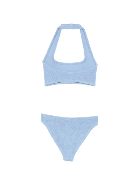 Bikini Hunza G cu gât halter albastru