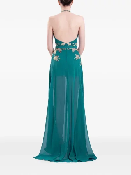 Rochie maxi Saiid Kobeisy cu gât halter verde