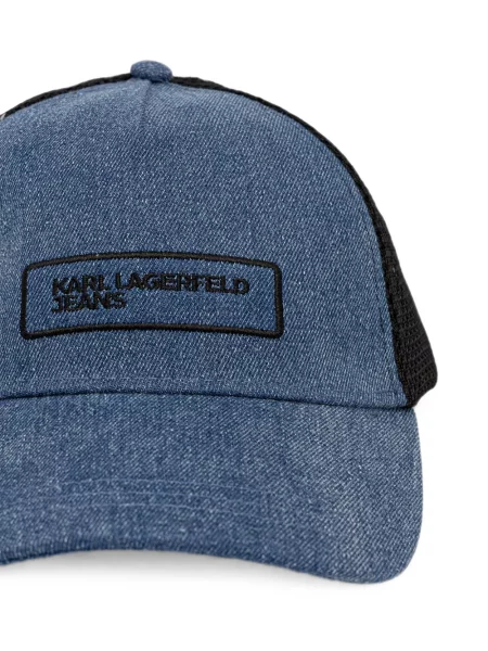 Κασκέτο Karl Lagerfeld Jeans από διχτυωτό με αυτόγραφο μπλε