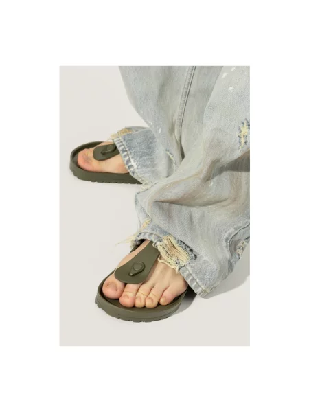 Lniane klapki Birkenstock zielone
