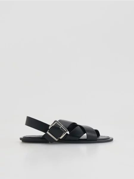 Reserved Sandale din piele negru