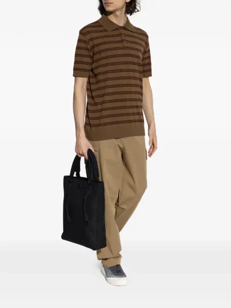 Tricou polo Moncler cu dungi maro