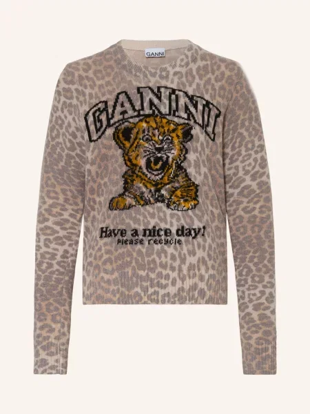 Ganni Sweter beige beżowy