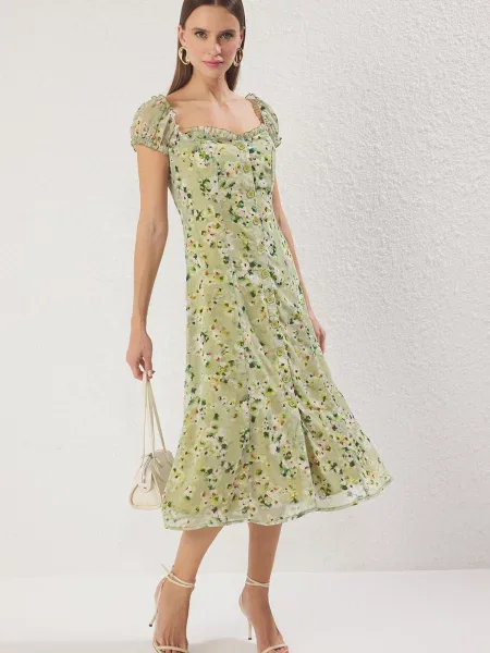 Trendyol Rochie verde smarald / verde kiwi / verde deschis alb
