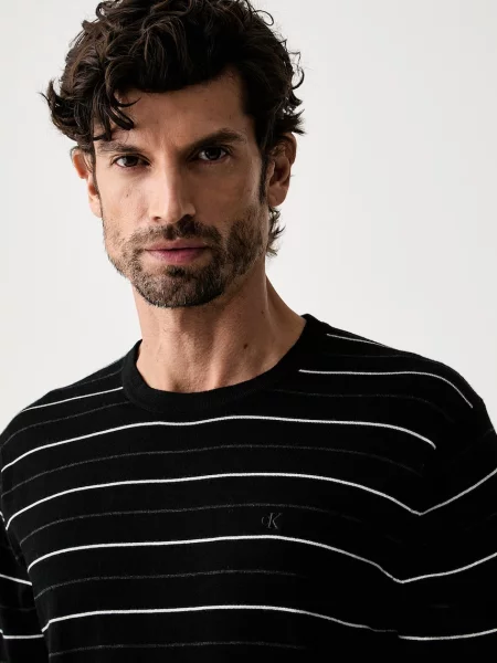 Calvin Klein Gyapjú kötött pulóver fekete