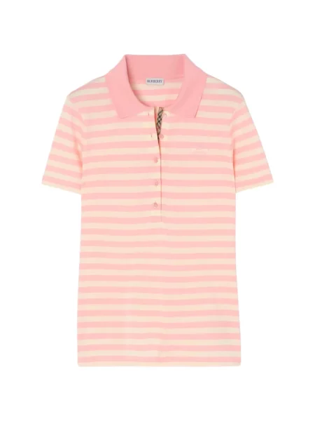 Tricou polo Burberry cu dungi roz