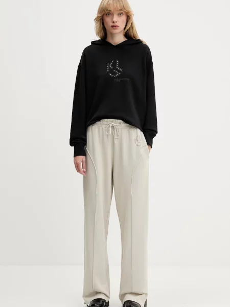 Karl Lagerfeld Jeans bluza z kapturem z nadrukiem czarny