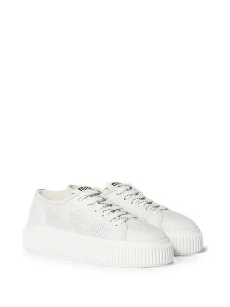 Fűzős csipkés sneaker Miu Miu fehér