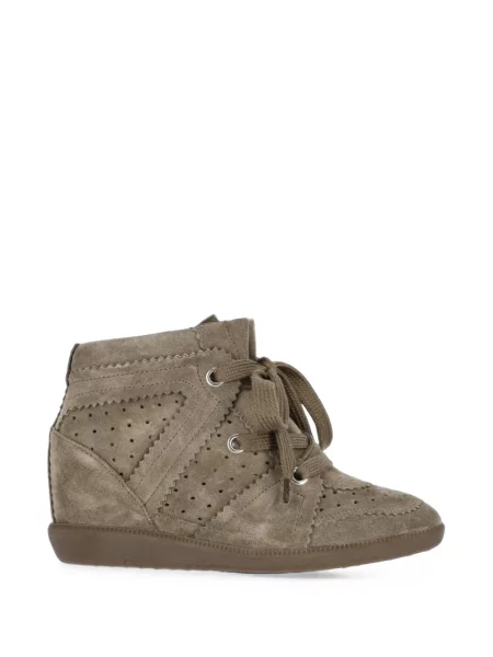Sneakerși Isabel Marant din piele de căprioară cu pană maro