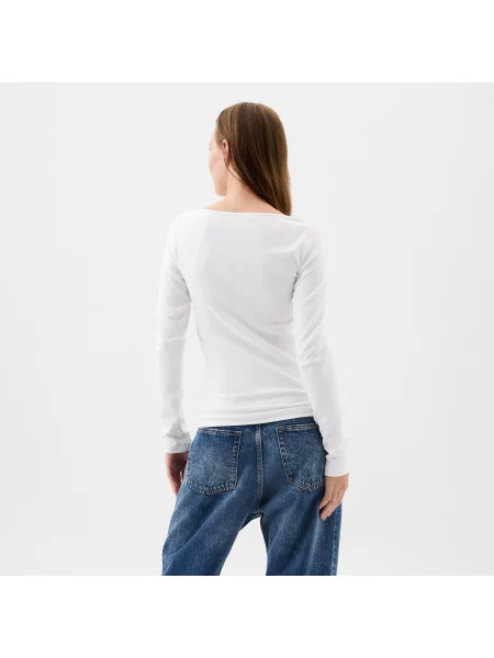 Top GAP Longsleeve Bateau Neck Modal Top Fresh White XL biały