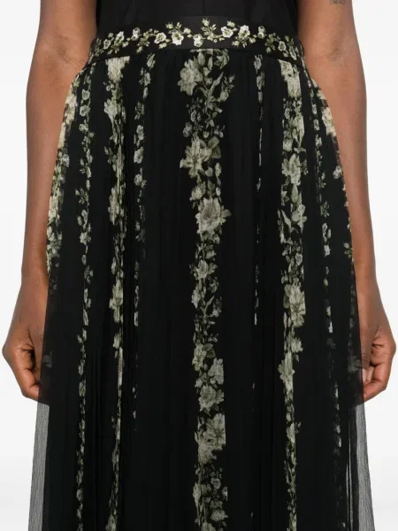 Fusta plisata Alice + Olivia cu model floral plisată negru