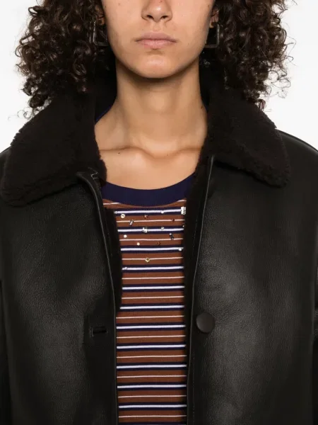 Palton Sandro din piele negru
