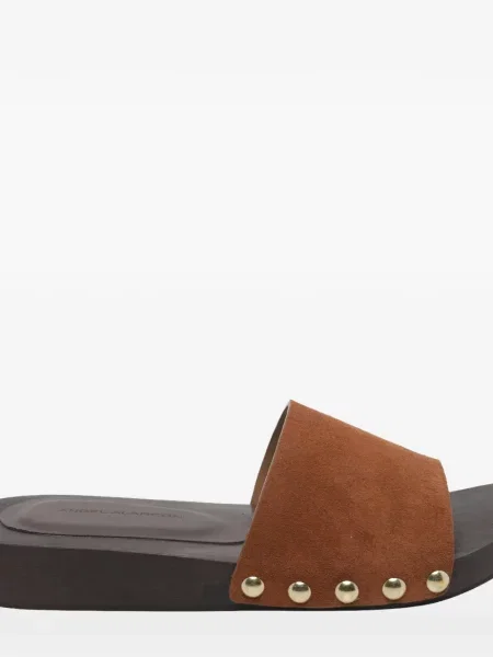 Велурени сандали Angel Alarcon със заоблени върхове с шипове кафяво