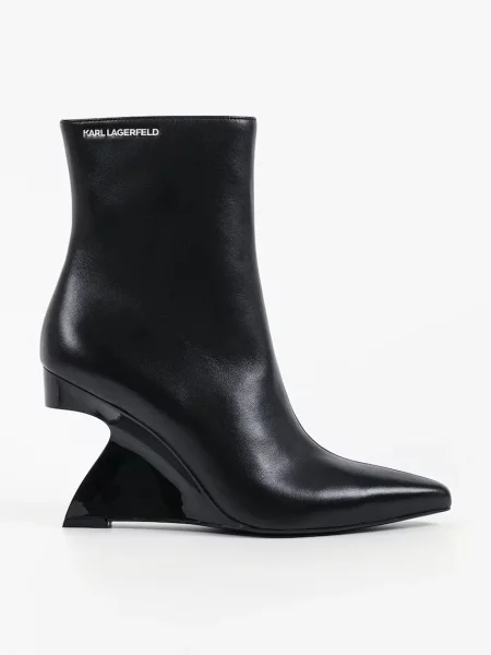 Karl Lagerfeld cizme wedges pentru femei din piele Waverly negru