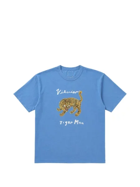 Tricou Visvim cu imagine cu dungi de tigru albastru